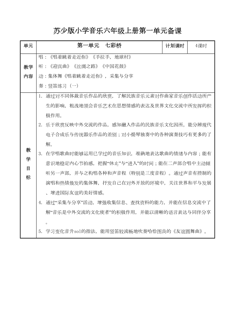 苏少版小学音乐六年级上册教案全册(DOC 90页).doc_第1页