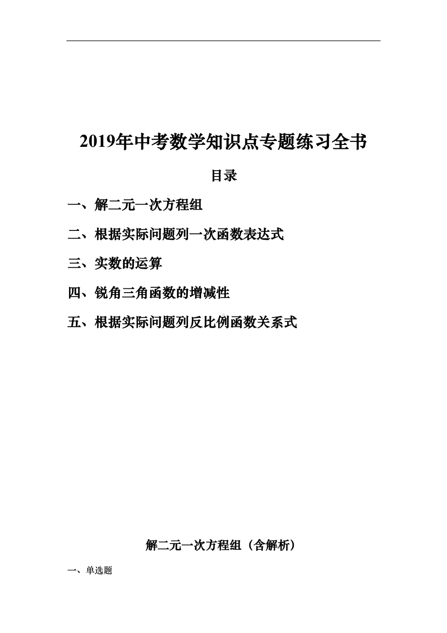 最新2019年中考数学专题练习全书(DOC 98页).doc_第1页