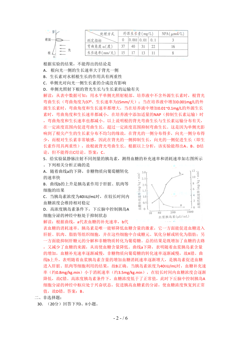 生物高考试题答案及解析四川(DOC 6页).doc_第2页