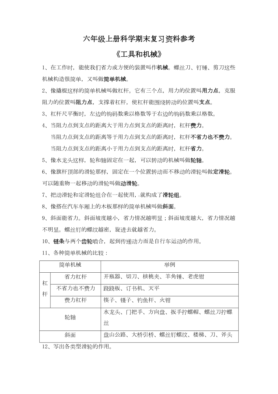 新教科版六年级科学上册各单元知识点考点汇总(DOC 6页).doc_第1页