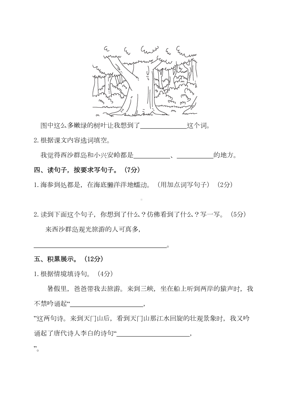 统编版语文三年级上册第六单元测试卷(DOC 7页).doc_第3页