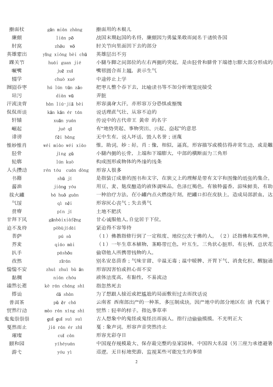 汉字听写题库汇总(DOC 41页).doc_第2页