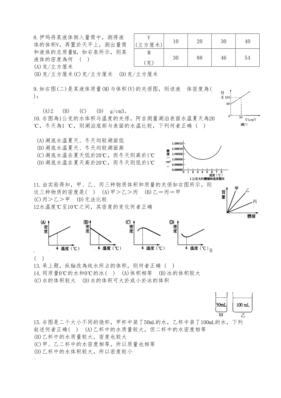 浙教版科学密度习题(附答案)(DOC 6页).doc_第2页