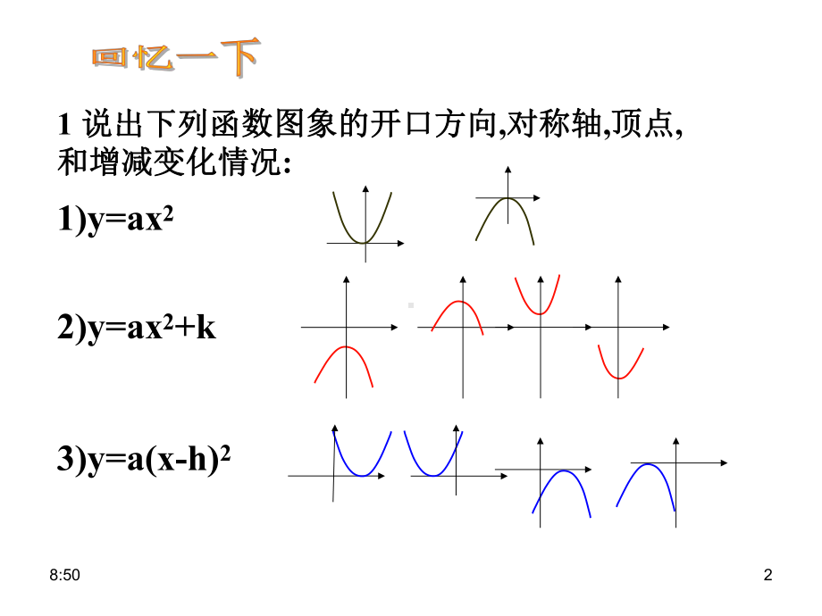 二次函数y=a(x-h)2+k-的图象和性质课件.ppt_第2页