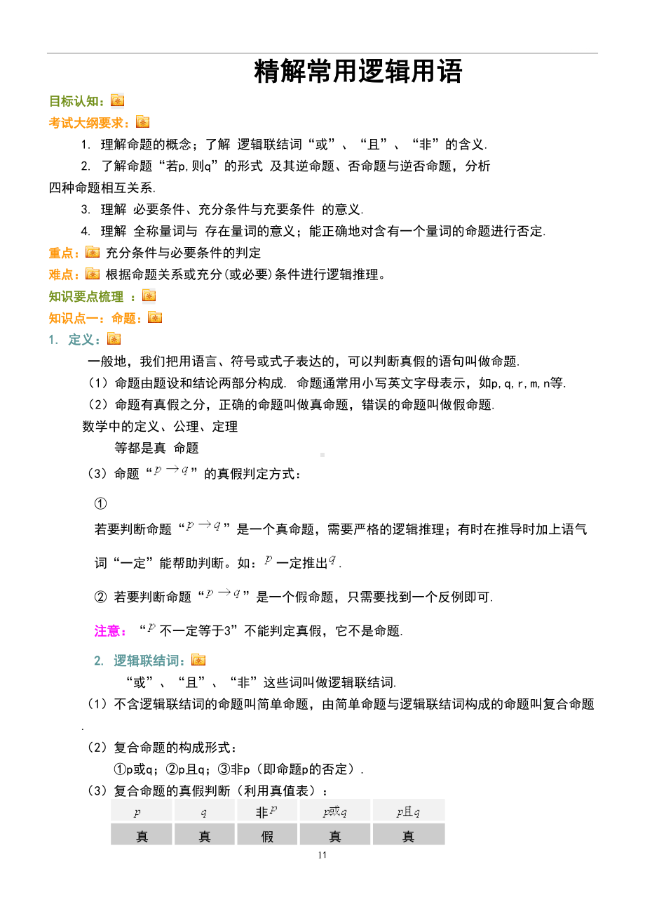 常用逻辑用语知识点(DOC 11页).doc_第1页