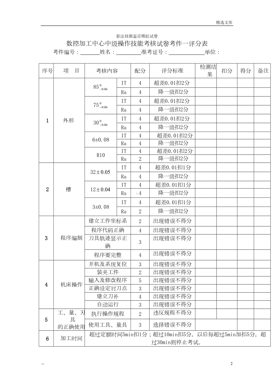 数控铣中级实操试题(DOC 32页).doc_第2页