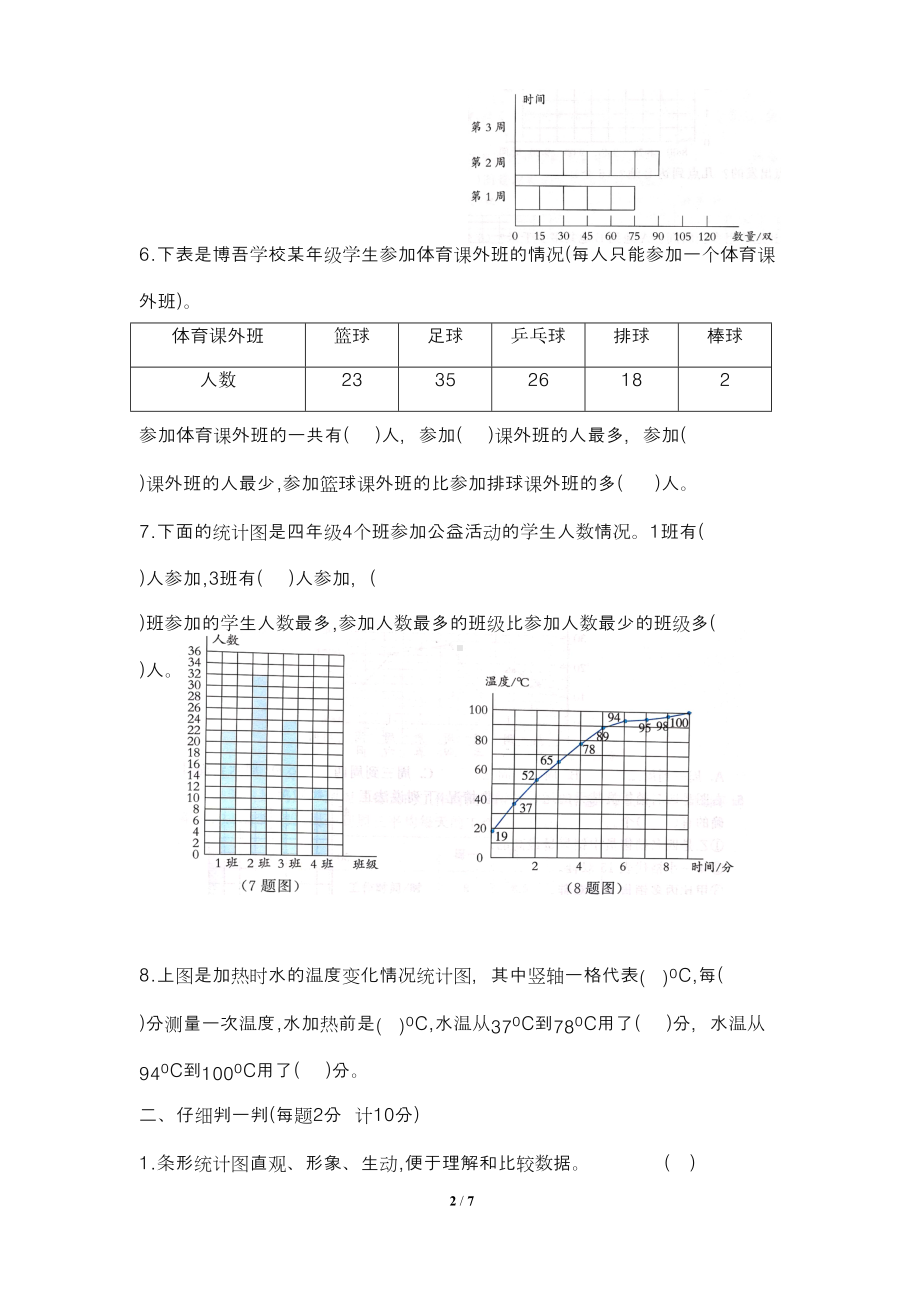 最新北师大版小学四年级数学下册第六单元检测试卷及答案(DOC 7页).docx_第2页