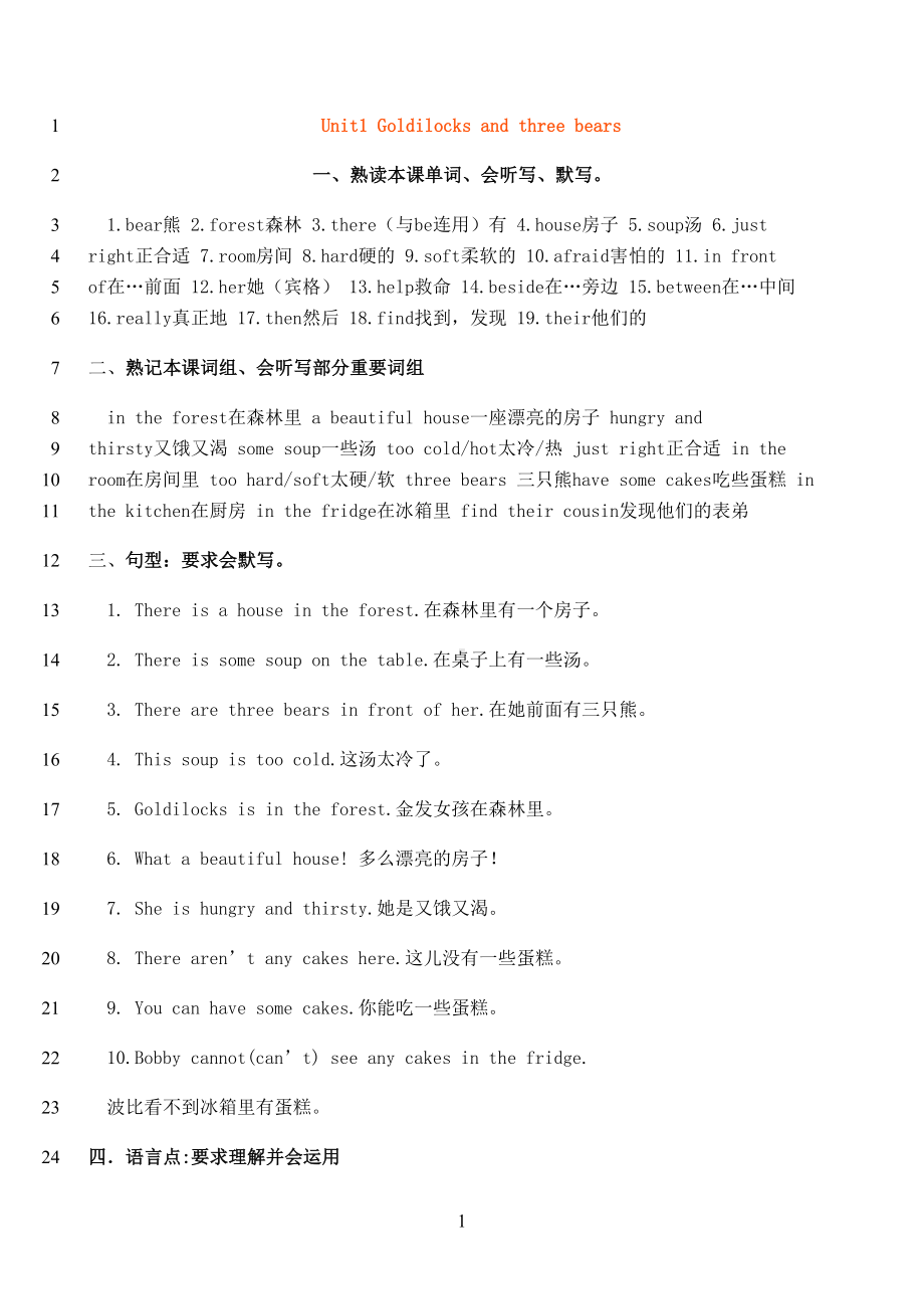 最新译林版英语五年级上册第一单元知识点整理(DOC 7页).doc_第1页