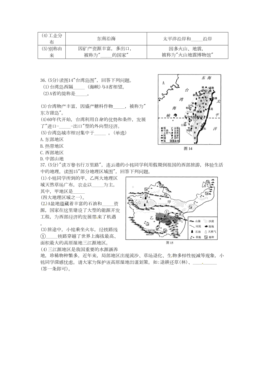 江苏省连云港市2020年中考地理真题试题(含答案)(DOC 4页).doc_第3页