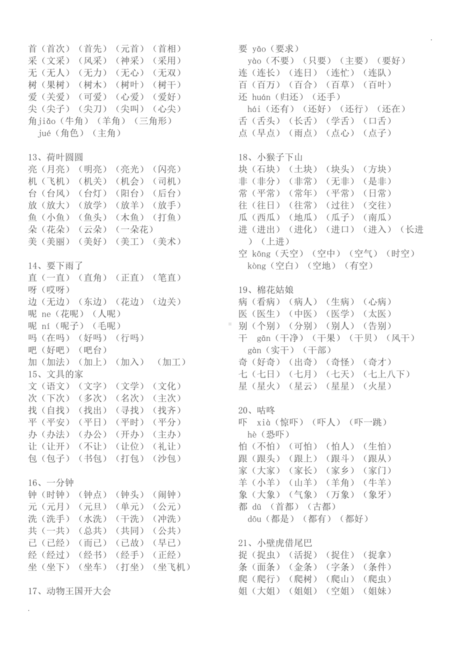 新版部编版一年级下册全册生字组词(打印版)(DOC 9页).doc_第3页