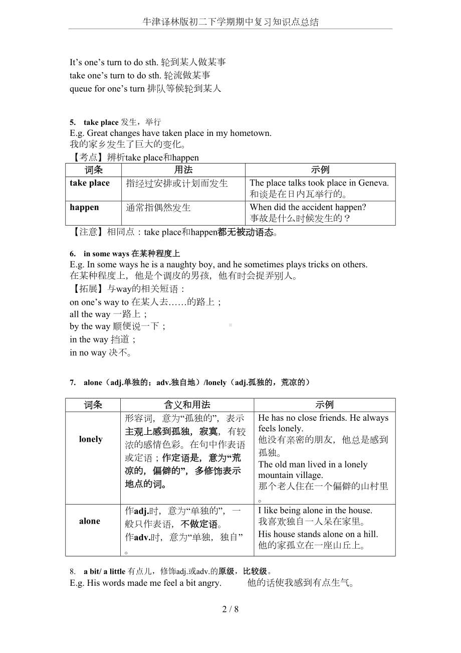 牛津译林版初二下学期期中复习知识点总结(DOC 8页).doc_第2页