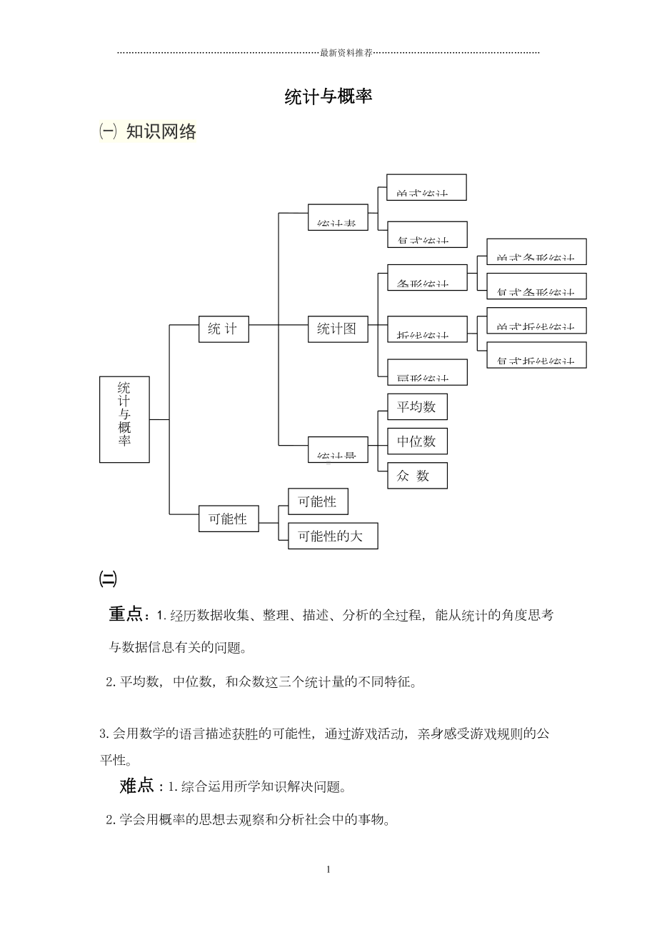 统计与概率知识点与易错题集精编版(DOC 9页).doc_第1页