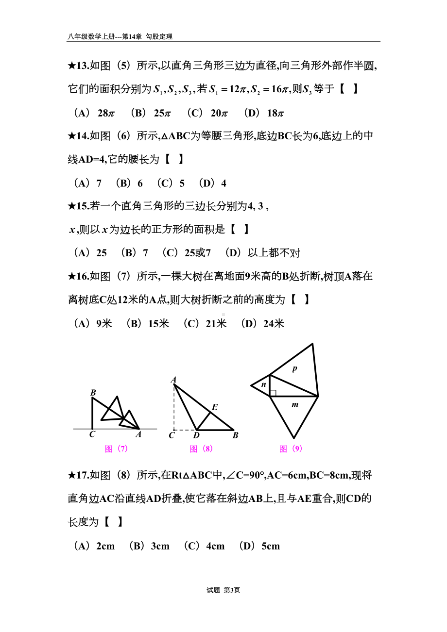 第14章-勾股定理复习试题(DOC 31页).doc_第3页