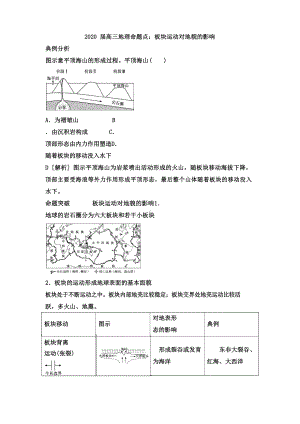 2020届高三地理命题点：板块运动对地貌的影响.docx