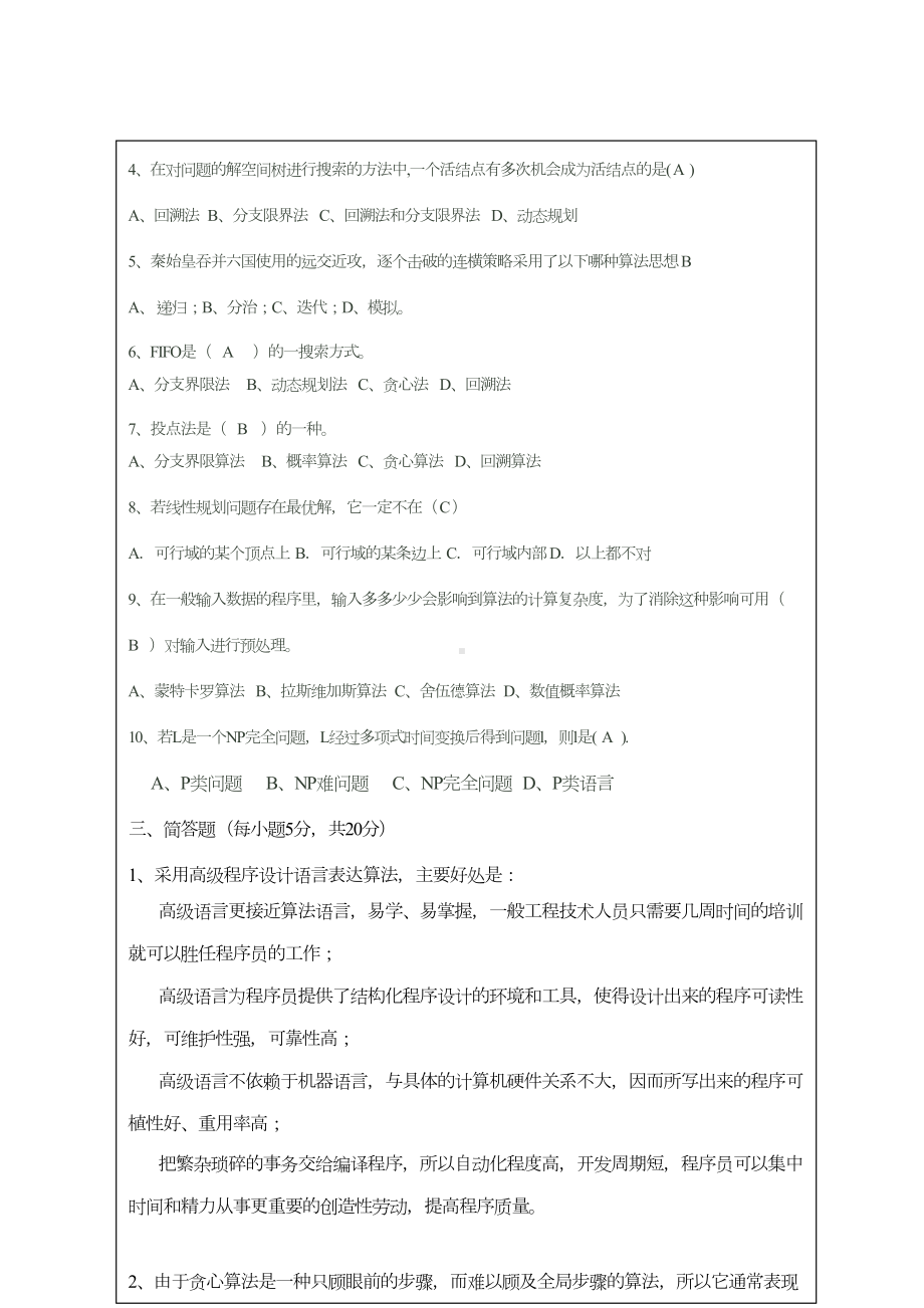 算法设计与分析试卷(A)及答案(DOC 8页).doc_第2页