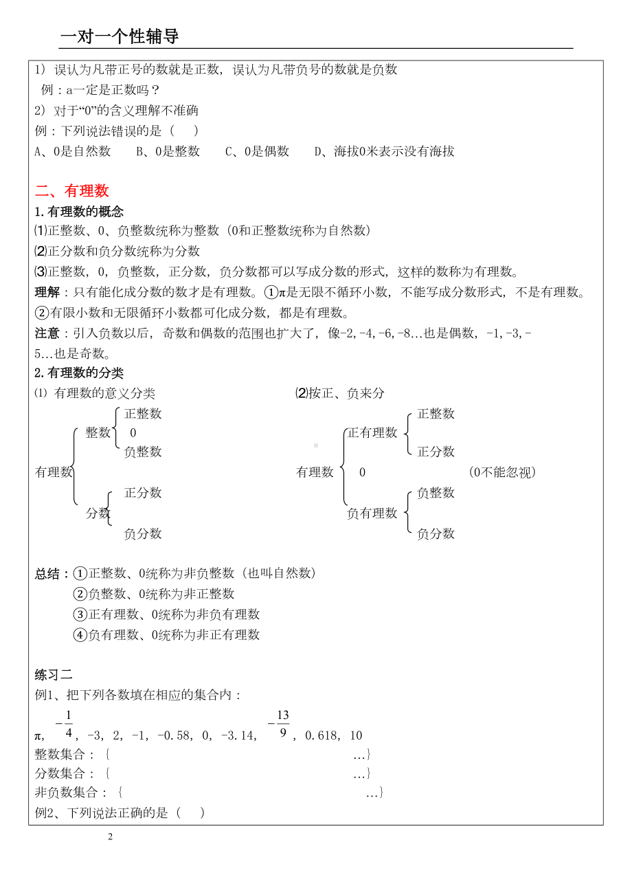 有理数知识点及经典题型总结讲义(DOC 14页).doc_第2页