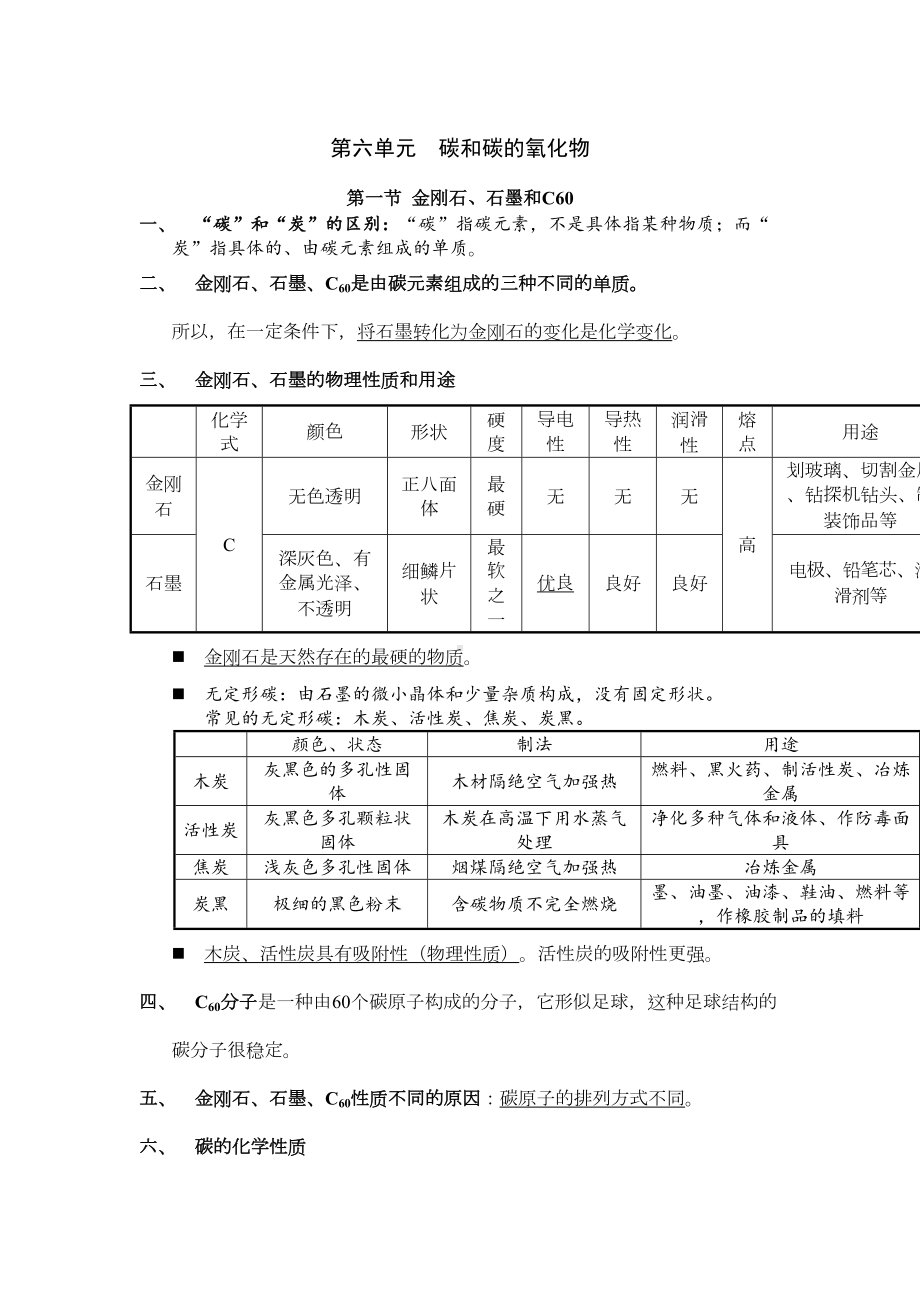 新九年级化学第六章知识点总结(DOC 6页).doc_第1页