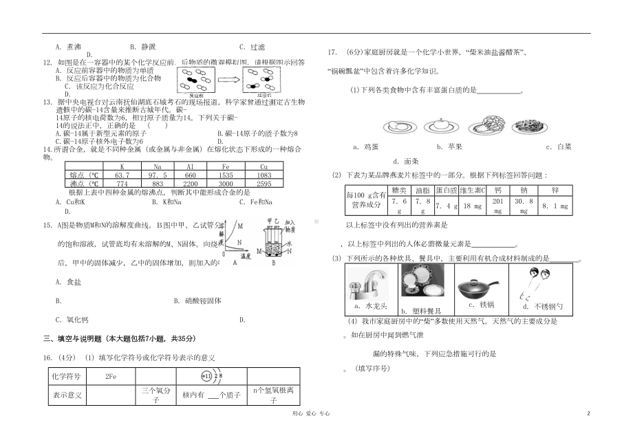 江西中考化学模拟试卷(DOC 6页).doc_第2页