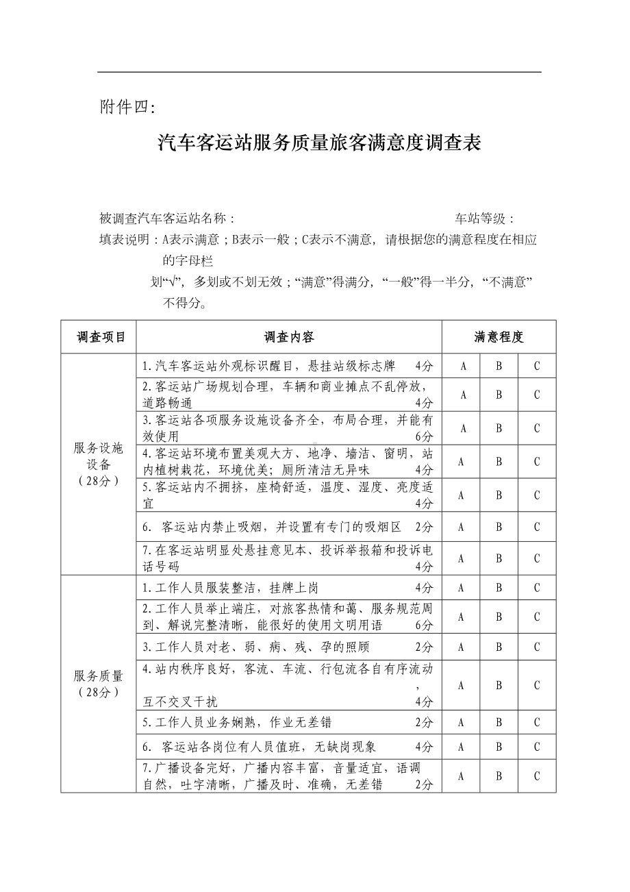 汽车客运站服务质量旅客满意度调查表(DOC 5页).doc_第1页