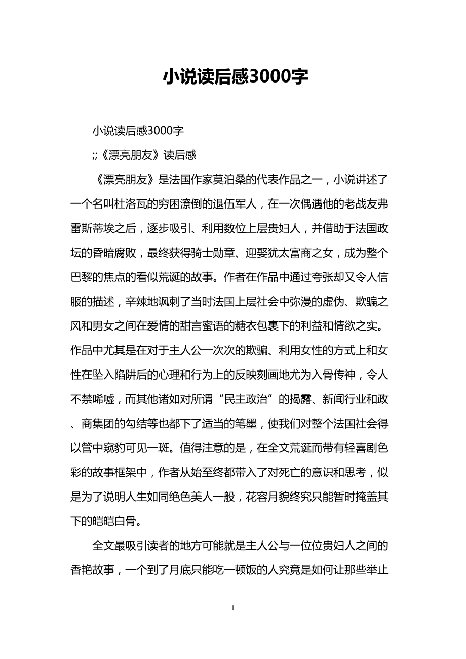 小说读后感3000字(DOC 6页).doc_第1页