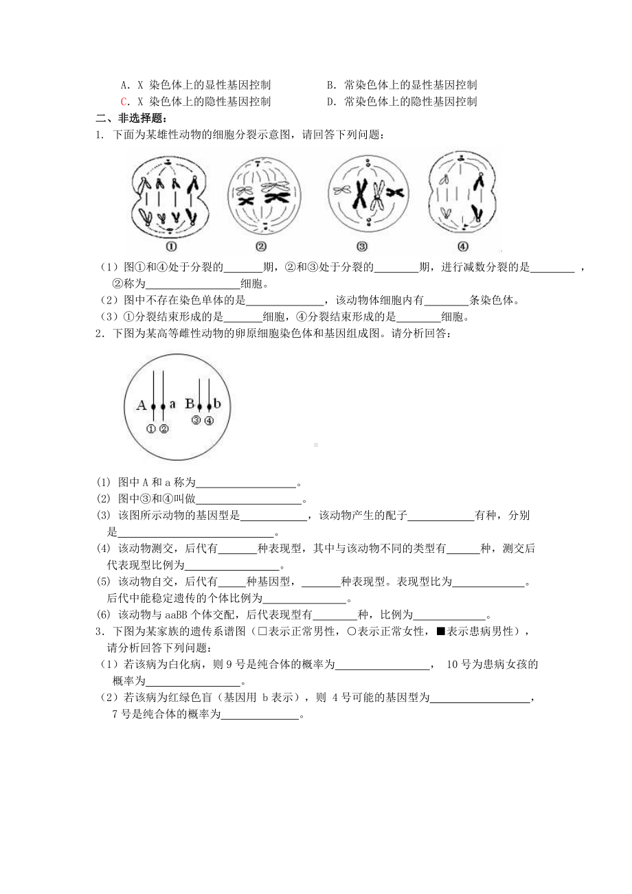 必修2《遗传与进化》第1章、2章单元基础检测.doc_第3页