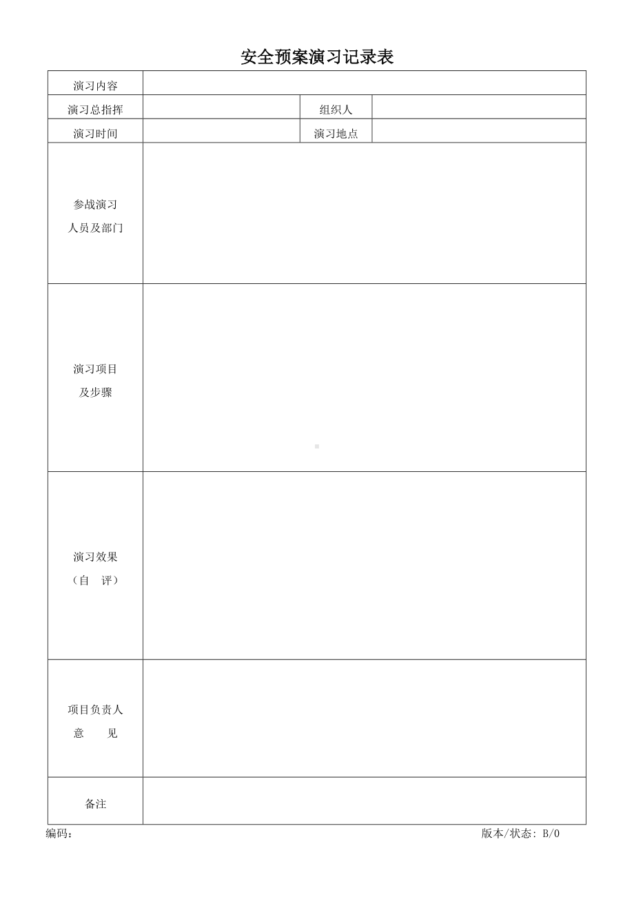 安全预案演习记录表参考模板范本.doc_第1页