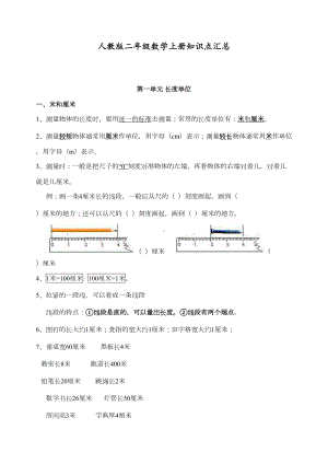 最新部编人教版二年级数学上册知识点汇总(DOC 9页).doc