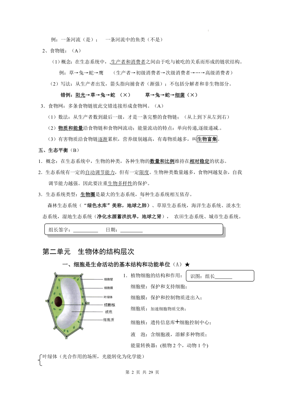 人教版生物中考总复习知识提纲（实用必备！）.docx_第2页