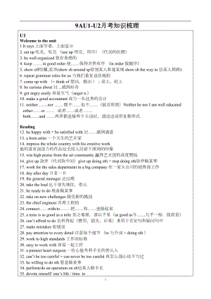 牛津译林版九年级上册-Unit1-—-Unit2-月考知识点-复习(DOC 5页).doc