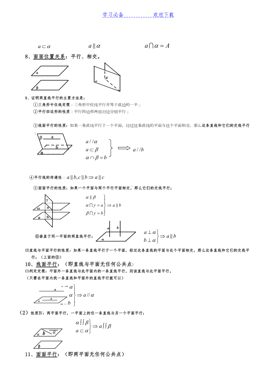 空间立体几何知识点归纳(文科)(DOC 6页).doc_第3页