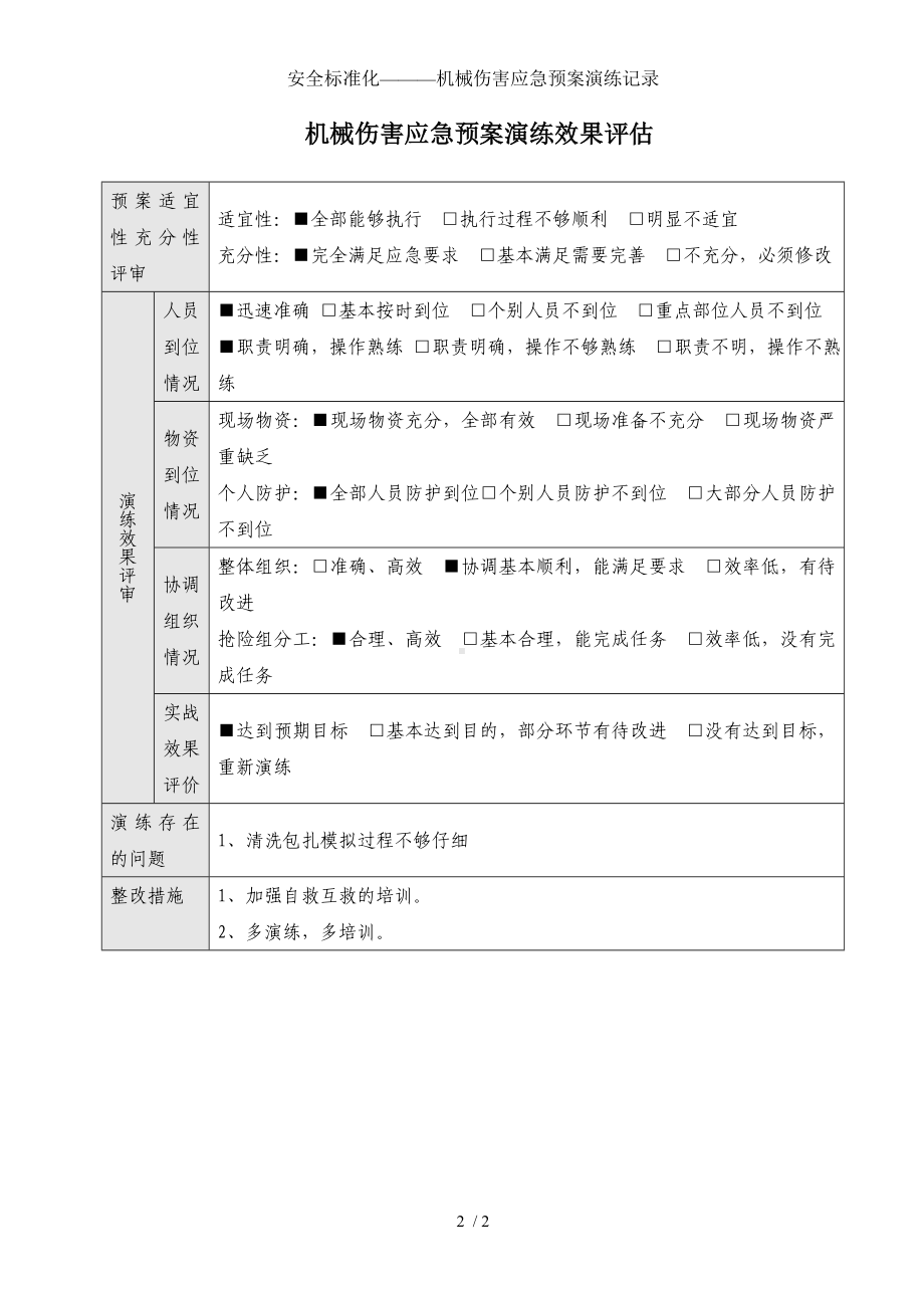 安全标准化-—机械伤害应急预案演练记录参考模板范本.doc_第2页