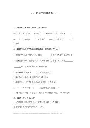 统编版小升初语文模拟试卷一及答案(DOC 8页).doc