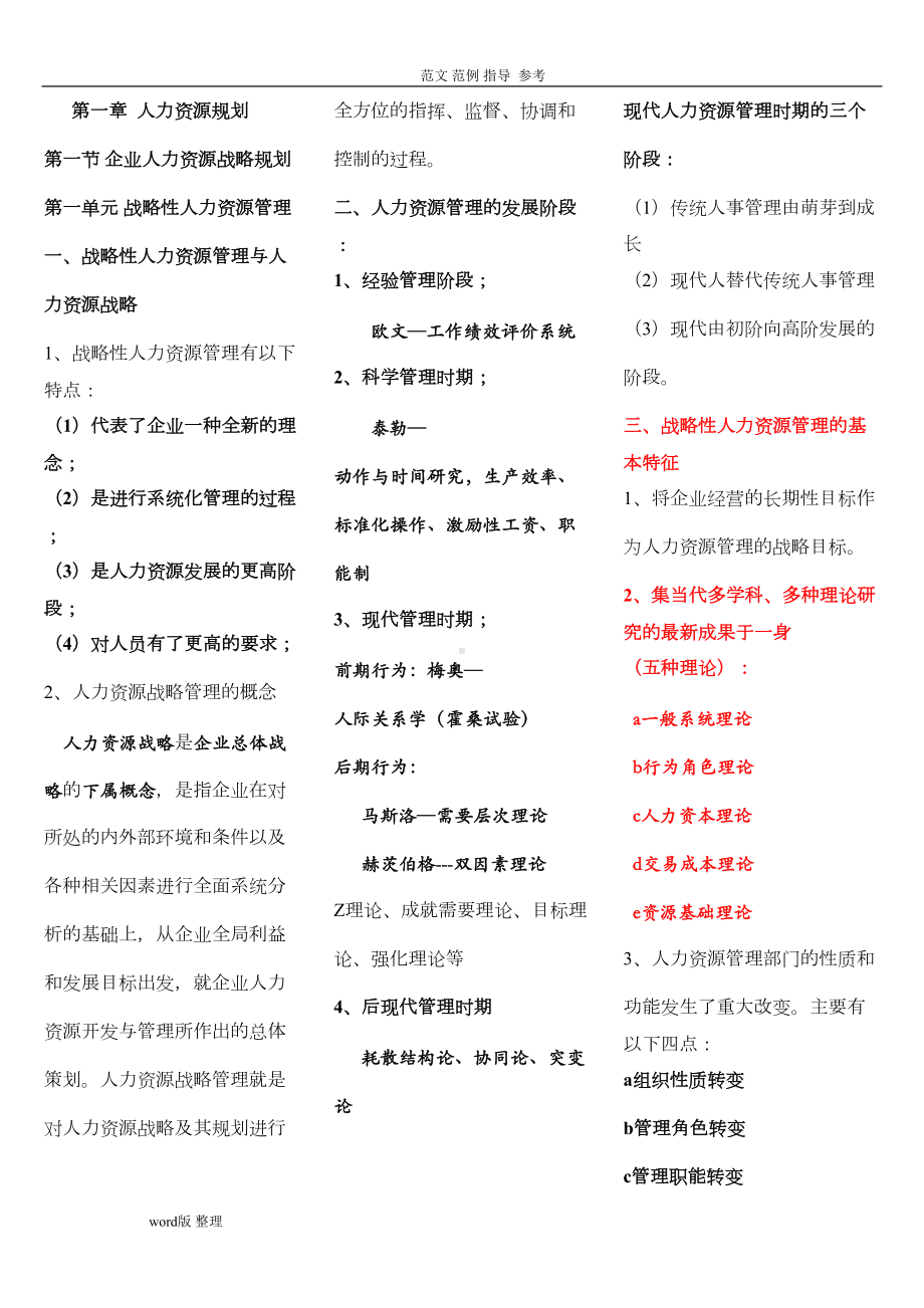 最新高级人力资源管理师一级考点梳理(DOC 40页).doc_第1页