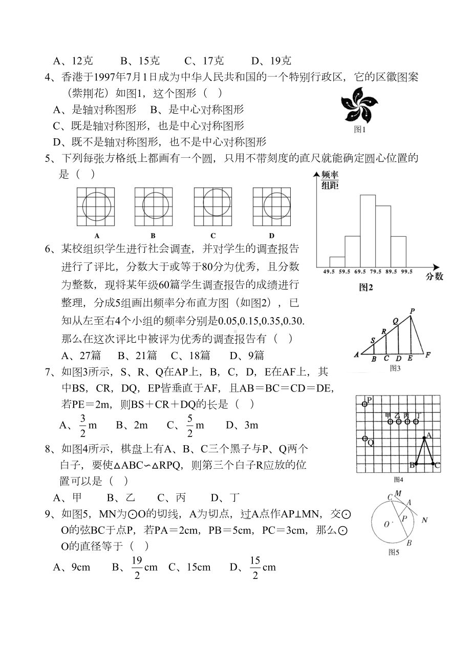 数学中考模拟试题及答案[下学期]-北师大版(DOC 10页).doc_第2页