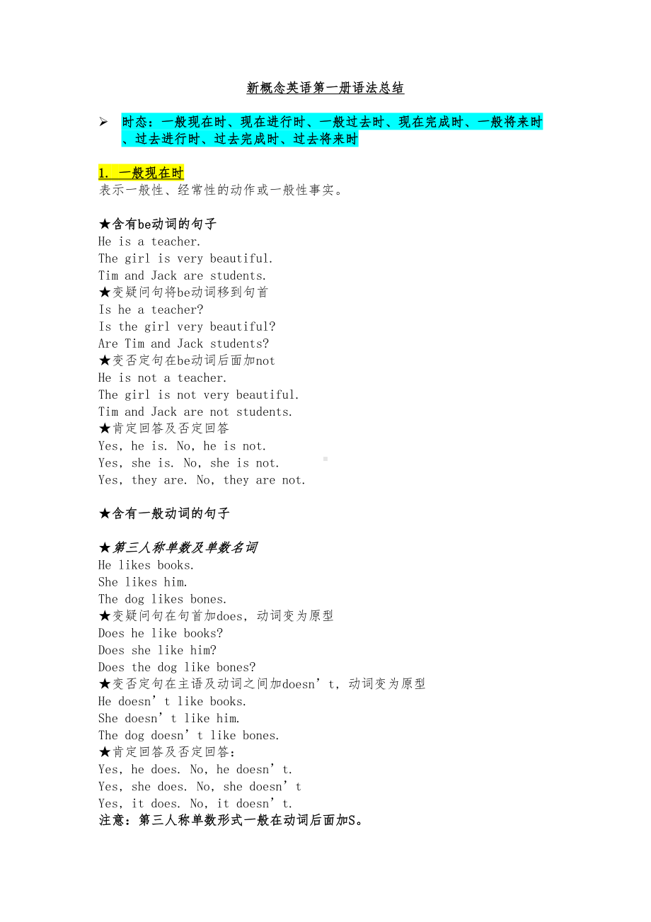 新概念英语第一册语法知识点汇总(DOC 16页).doc_第1页