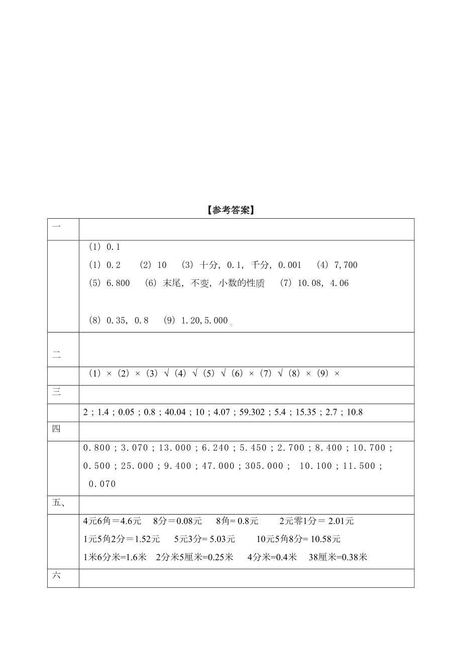 数学四年级下第四章小数的性质和大小比较习题(带答案)人教版小数的意义和性质第3节(DOC 4页).doc_第3页