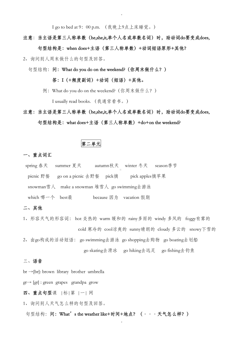 新版pep五年级英语下册期末复习知识点归纳(DOC 12页).doc_第2页