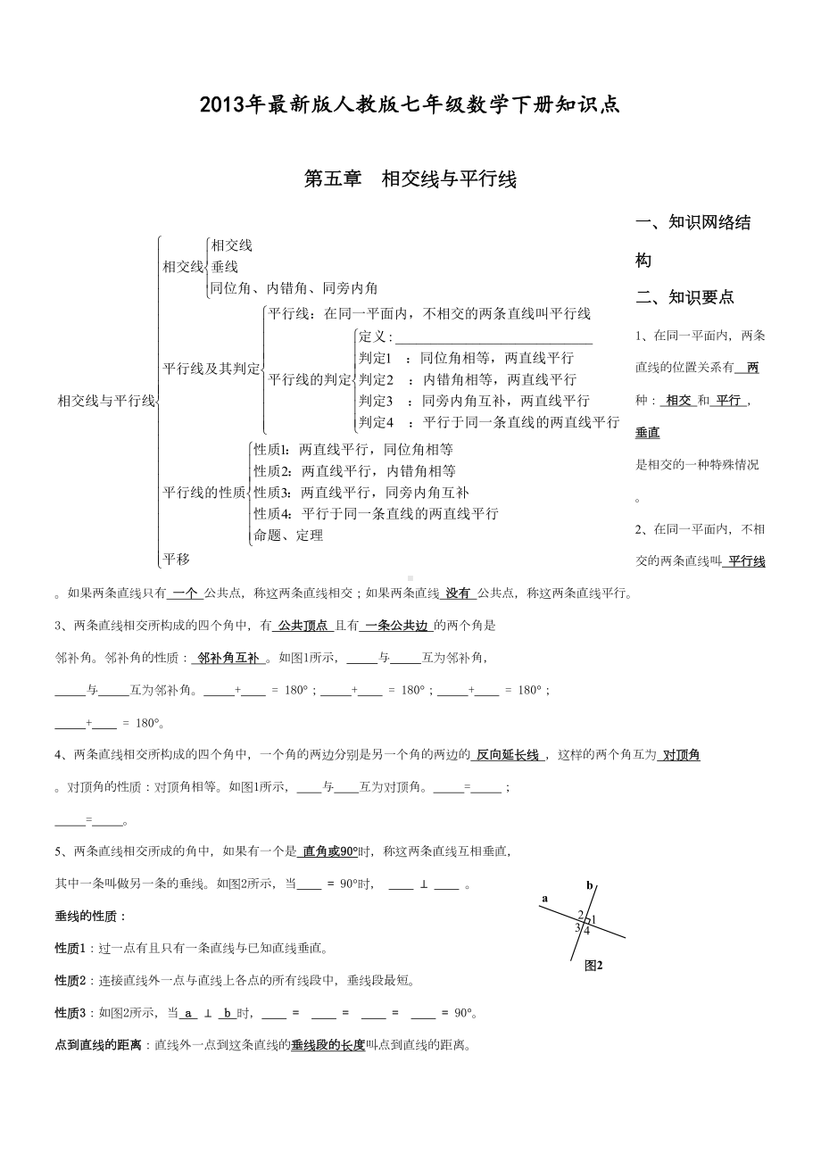 最新人教部编版初中七年数学下册知识点（DOC 8页）.doc_第1页