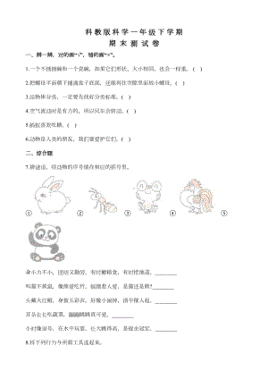 科教版一年级下册科学《期末考试卷》(含答案)(DOC 4页).docx