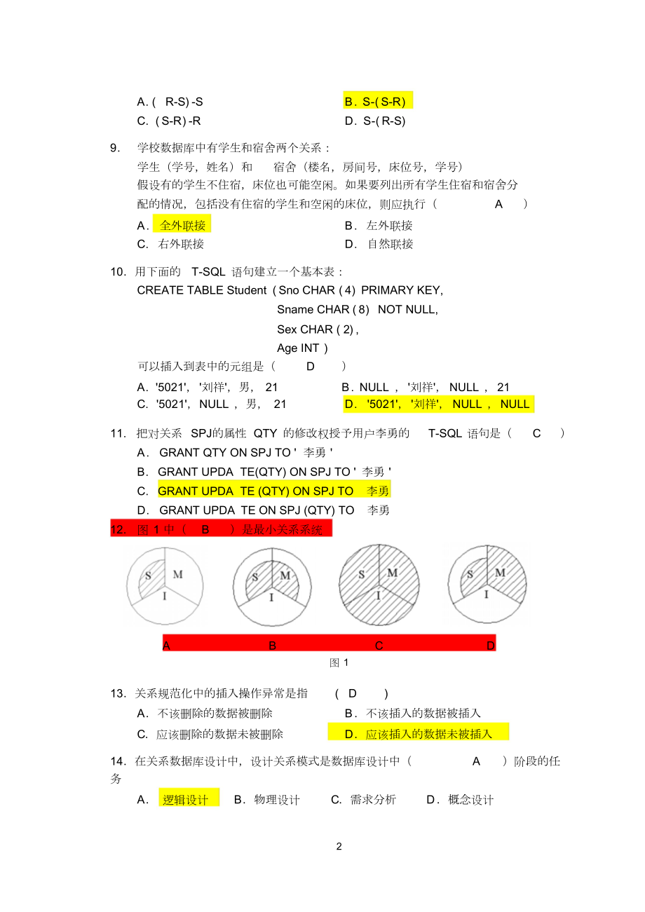 数据库期末考试复习题及答案(DOC 63页).docx_第2页