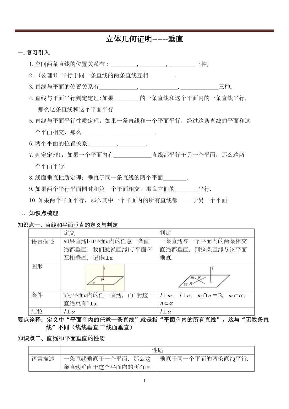 立体几何证明垂直专项含练习题及答案(DOC 8页).doc_第1页