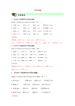 广东省深圳市2019年中考语文专题复习字音专题新人教版(DOC 14页).docx