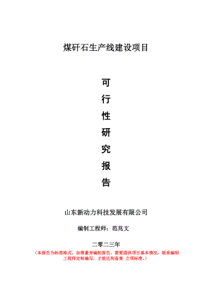 重点项目煤矸石生产线建设项目可行性研究报告申请立项备案可修改案例.doc