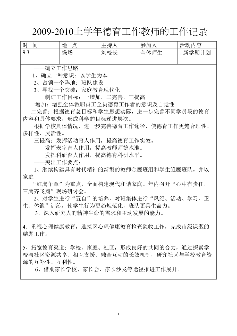 德育工作教师的工作记录(DOC 12页).doc_第1页