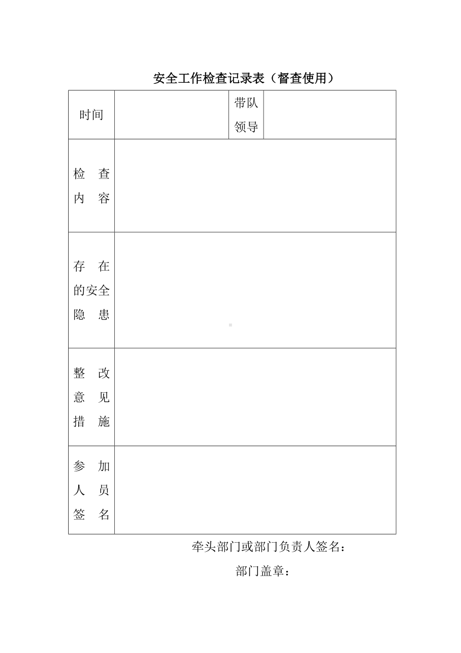 安全工作检查记录表（督查使用）参考模板范本.doc_第1页