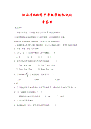 江西省2020年中考数学模拟试题-(含案)(DOC 13页).doc