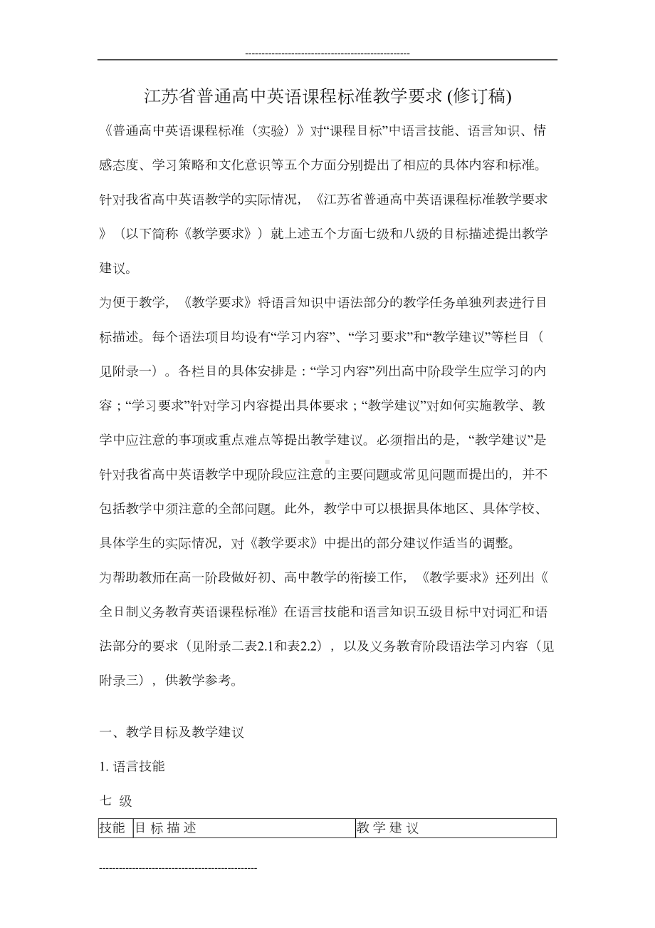 江苏省普通高中英语课程标准教学要求-修订稿(DOC 26页).doc_第1页