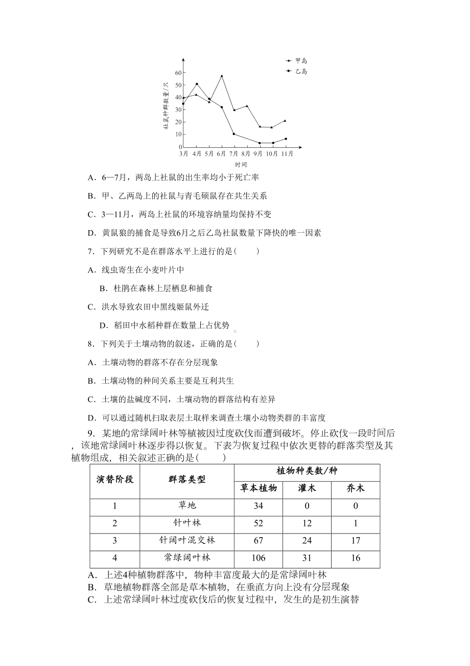 综合测试-单元检测复习题-（新教材）人教版(2019)高中生物选择性必修二(DOC 12页).doc_第2页