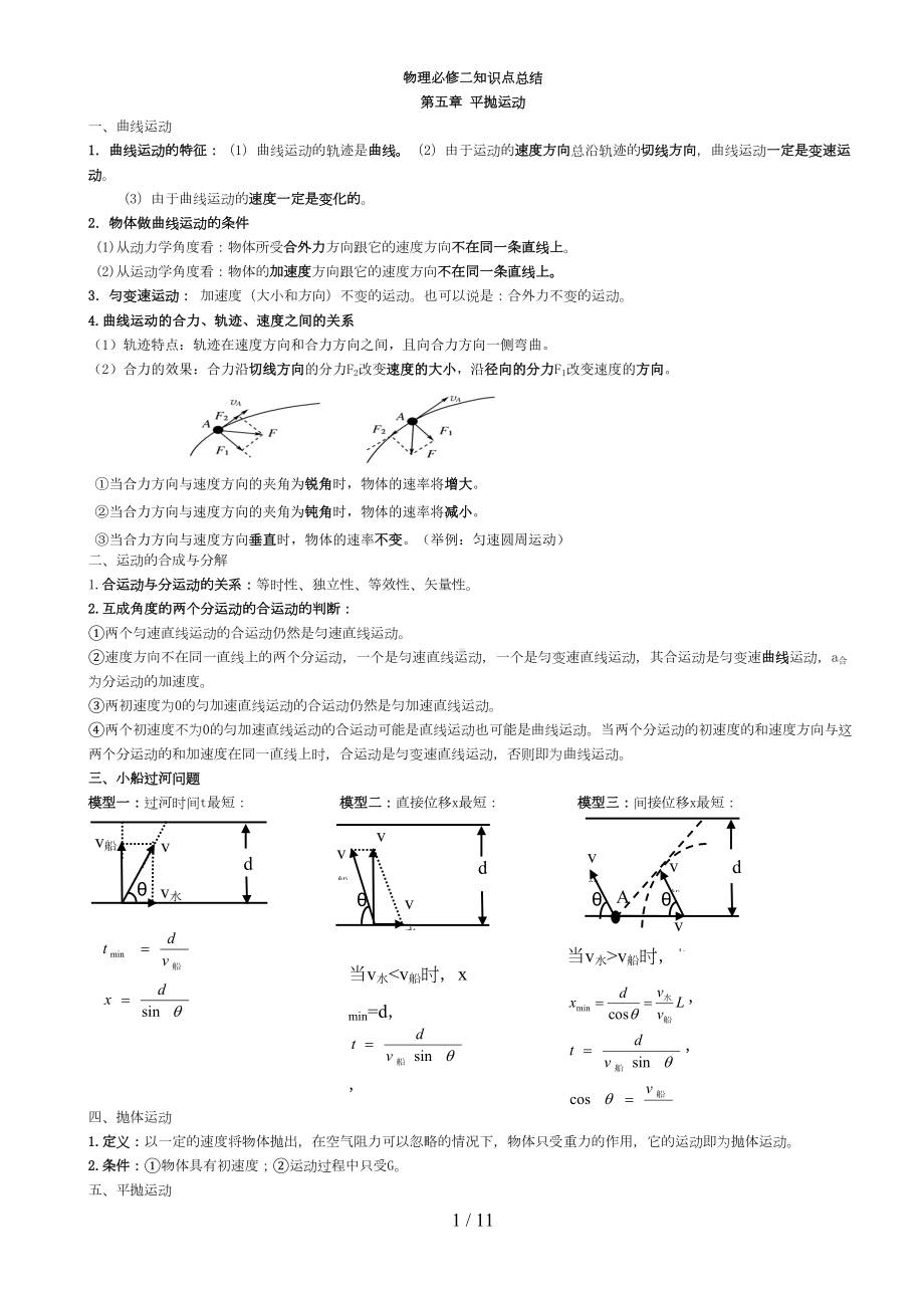 物理必修二知识点总结(新)(DOC 11页).doc_第1页