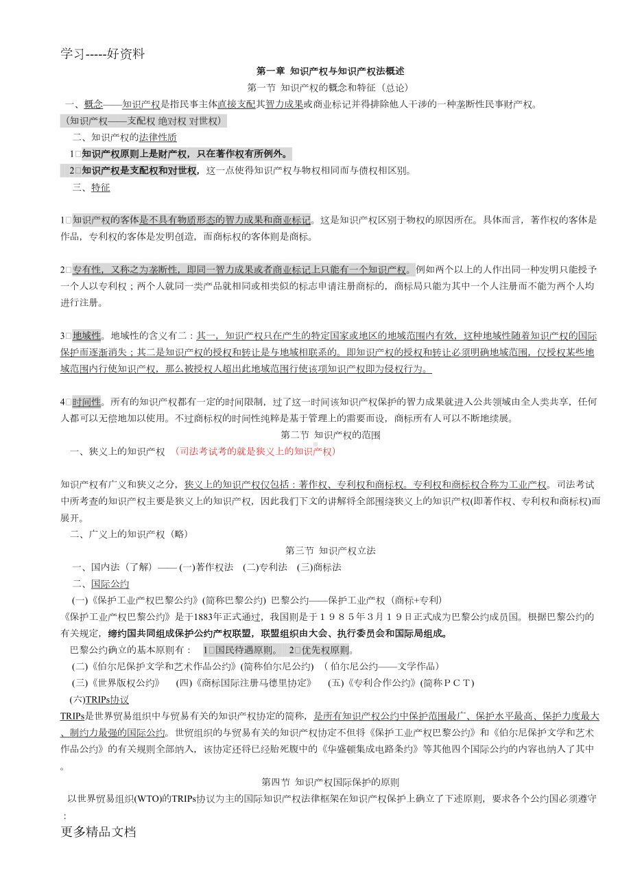 知识产权法笔记汇编(DOC 24页).doc_第1页